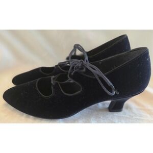 Flings Black Velvet Lace Up Heels Women's Size 10 Evening Dress Shoes